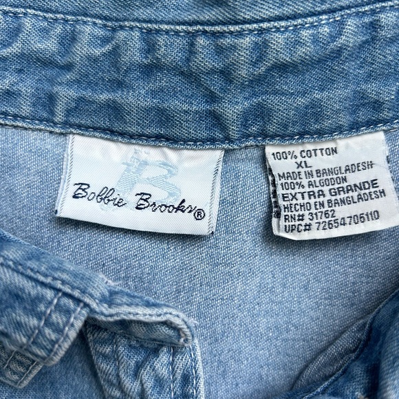 Bobbie Brooks Vintage Novelty Garden Themed Denim Button up shirt XL - Picture 6 of 9